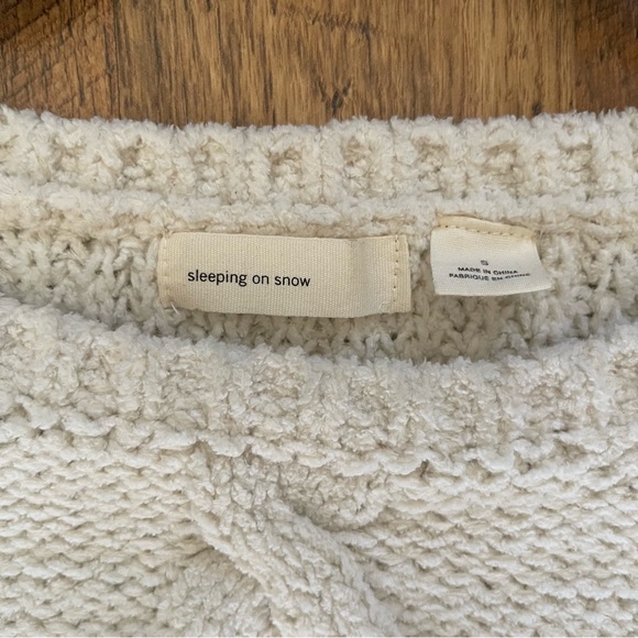 Anthropology sleeping on snow cream plush wool blend cable knit sweater sz small - Picture 12 of 12